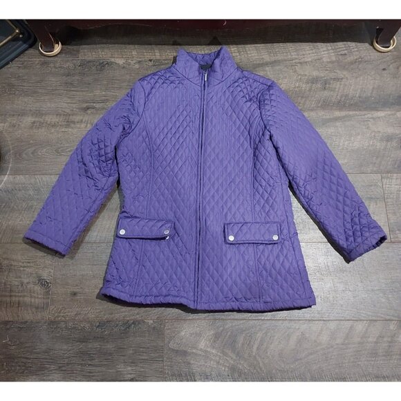 Jane Ashley Women's Quilted Coat, Size Medium Jacket Purple - Picture 8 of 16